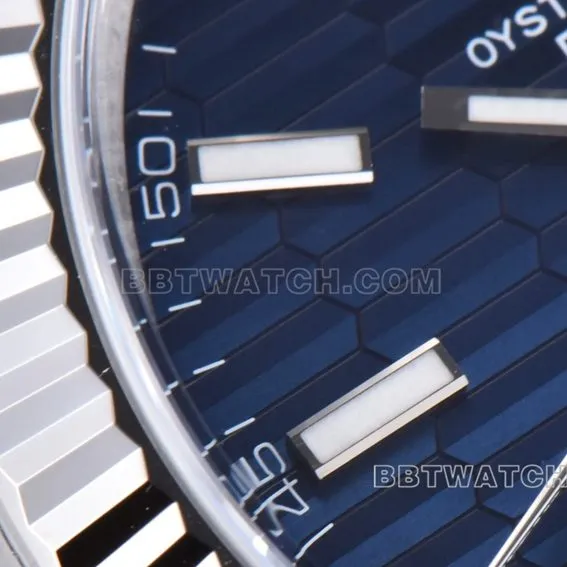 C factory Rolex log top-tier 1:1super blue pit pattern three grid chain m126334-0031front live photo