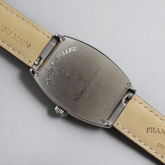Top-tier watch Frank Muller women's white dial barrel type quartzleather strap watch front view