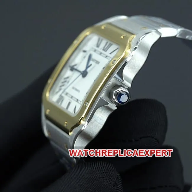BV factory Cartier top collectible watches men's white disk steel belt automatic mechanical Santos series buckle figure