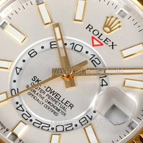 top-tier watch Navigator AR+ factory Rolexwhite dial mechanical room gold steel braceletfront live photo
