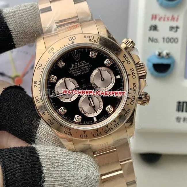 collectible watch RolexQF factory Daytonablack dialrose gold4131 mechanical caseback live photo