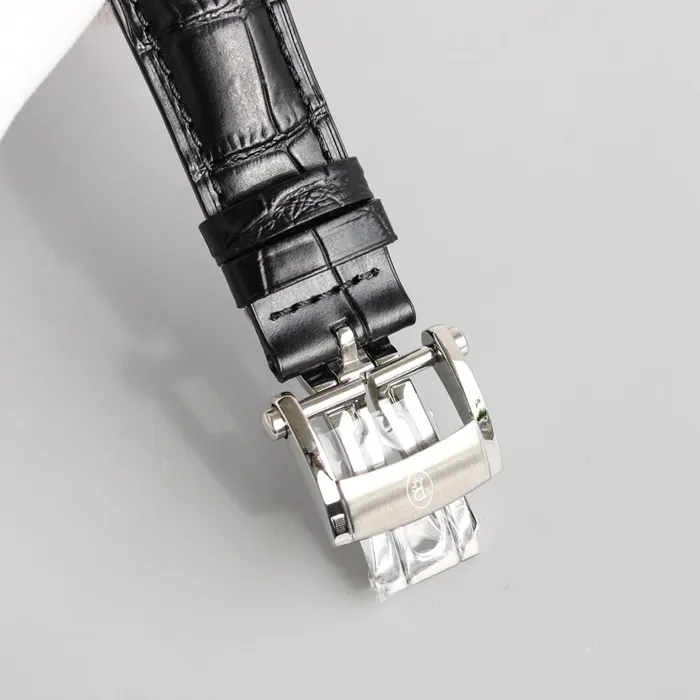 Top-tier watch Parmigiani Fleurier men's black dialKALPA series fully automatic movementleather strap watch front view