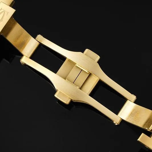Cartiertop-tiersuper watch Santos series ladies steel braceletwhite dialdiamond gold watch front view