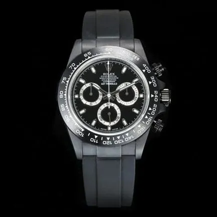 TW factory top-tier replicaRolex watch men's black dialrubber strap full automatic movement front view