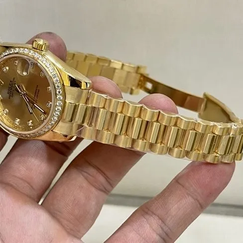 Top-tier watch Rolex women's gold steel bracelet South African real diamond Datejust 31mm watch front view