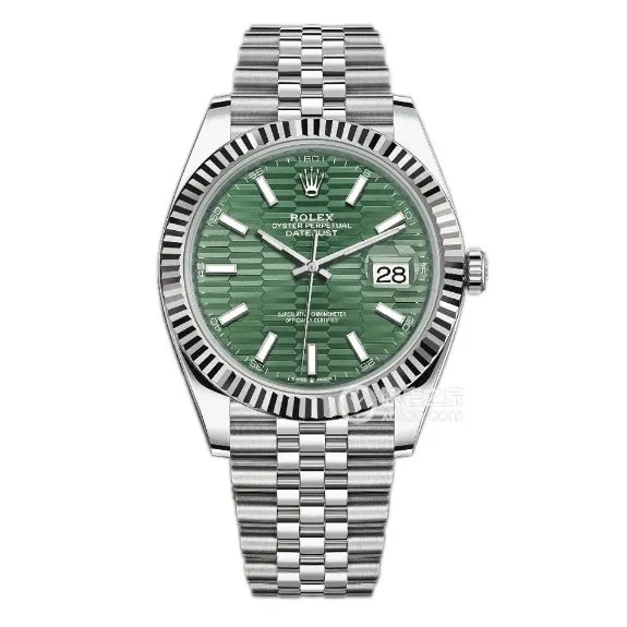 C factory Rolex log water ripple green dial five grid chain m126334-0030side live photo