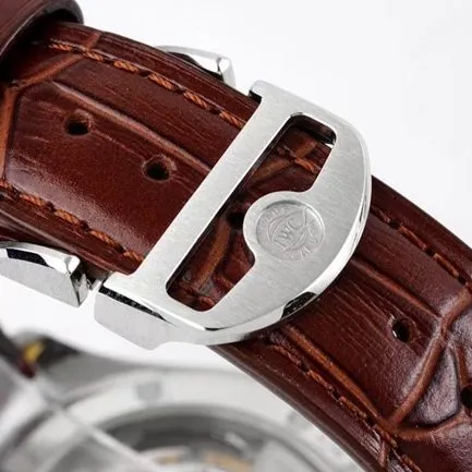ZF Factorytop-tier replicaIWCsuper watch men's white dial brown belt automatic movementleather strap Portuguese series watch front view