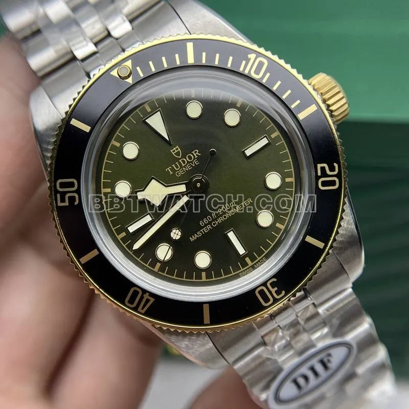 Tudortop-tier watch DIF factory Biwan 41mm green dial mechanical steel bracelet model front live photo