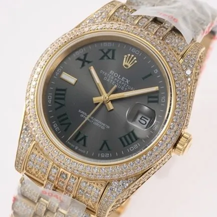 TW factory top-tier replicaRolex men's black dial 18k gold steel braceletDatejust series automatic movement watch front view