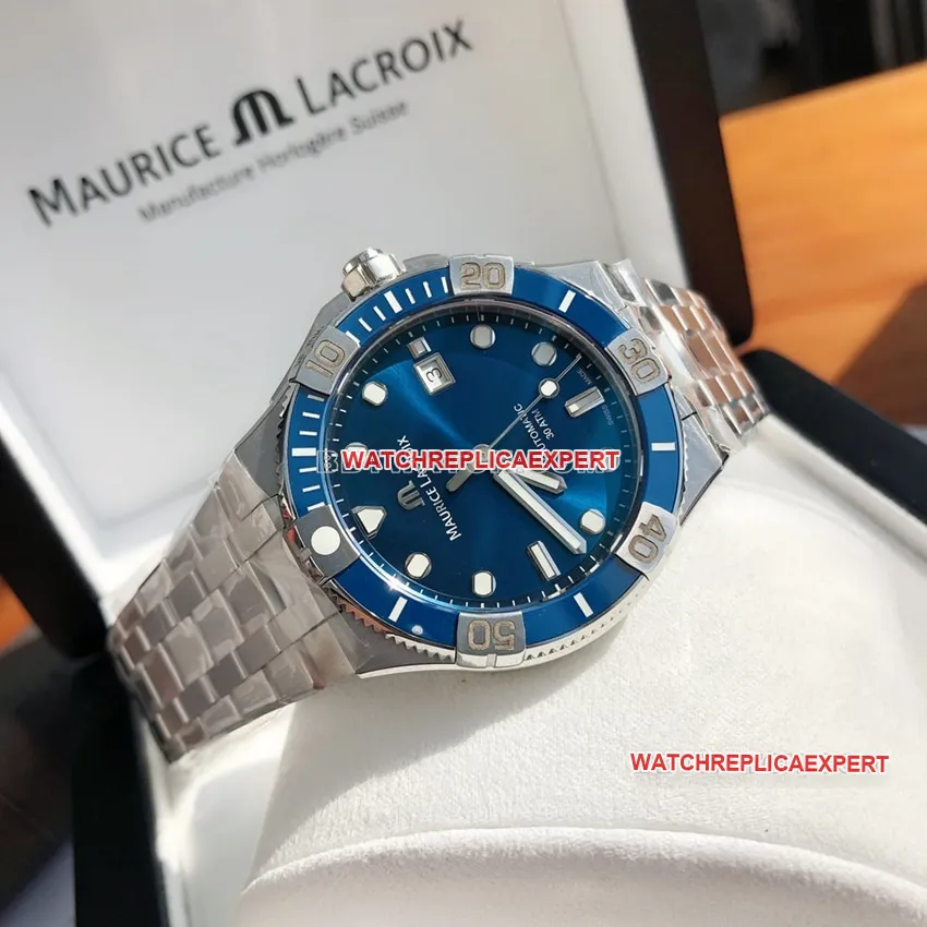 Maurice Lacroix top-tier 1:1high-quality replicablue dialsteel bracelet model AI6058clasplive photos