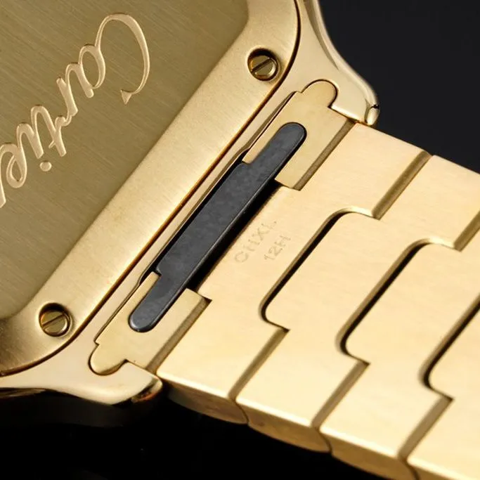 Cartiertop-tierhigh-quality watch Santos series ladies steel bracelet white dial gold watch detail shots