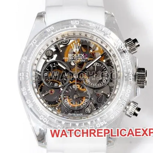 top-tier watch TW factory DaytonaRolex transparent case white rubber braceletfront live photo