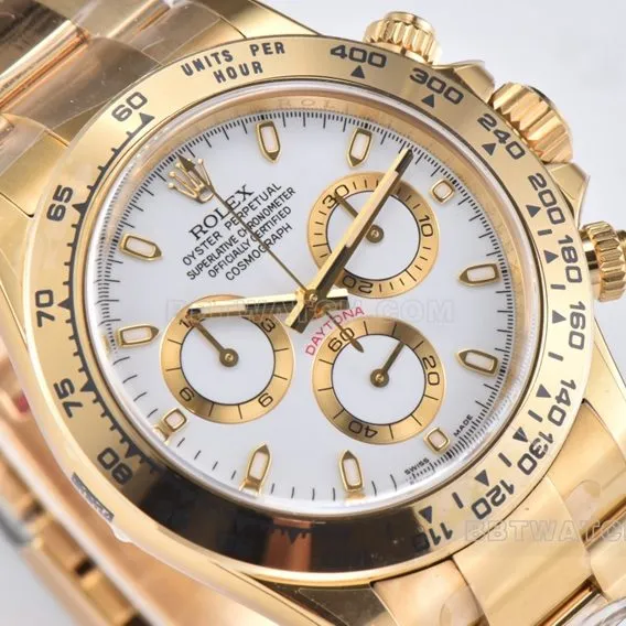 Factory C RolexDaytonasuper clonewhite dialyellow goldsteel bracelet model m116508-0001front live photo