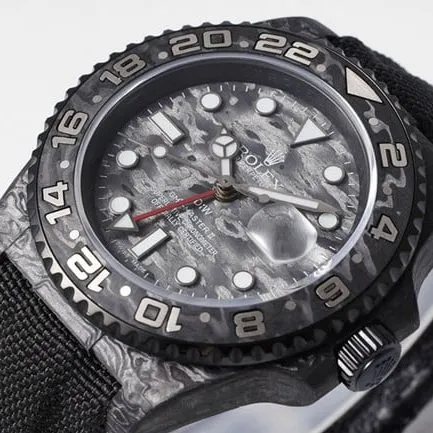 top-tierRolexreplica men's black dial nylon strap full automatic movement watch front view