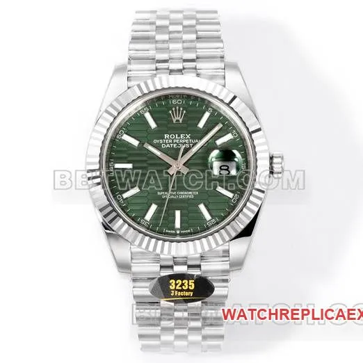 collectible watch JF factory log Rolexgreen dial3235 mechanical 41mm front live photo