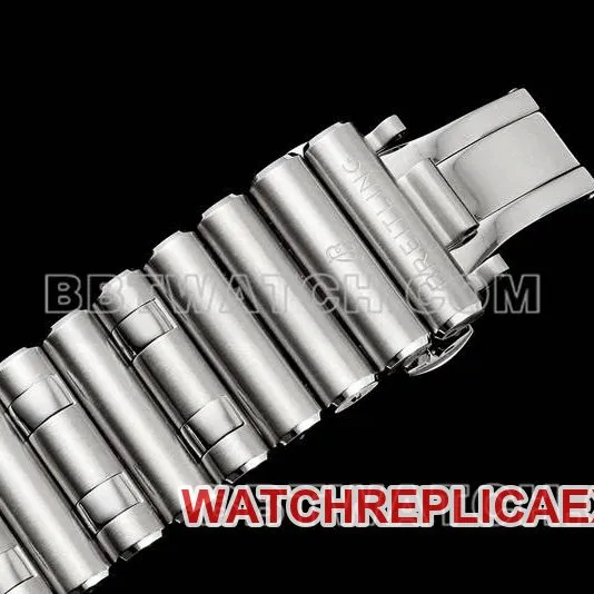 Breitling's collectible watch TF factory mechanical chronograph blue dial 44mm steel bracelet caseback live photo