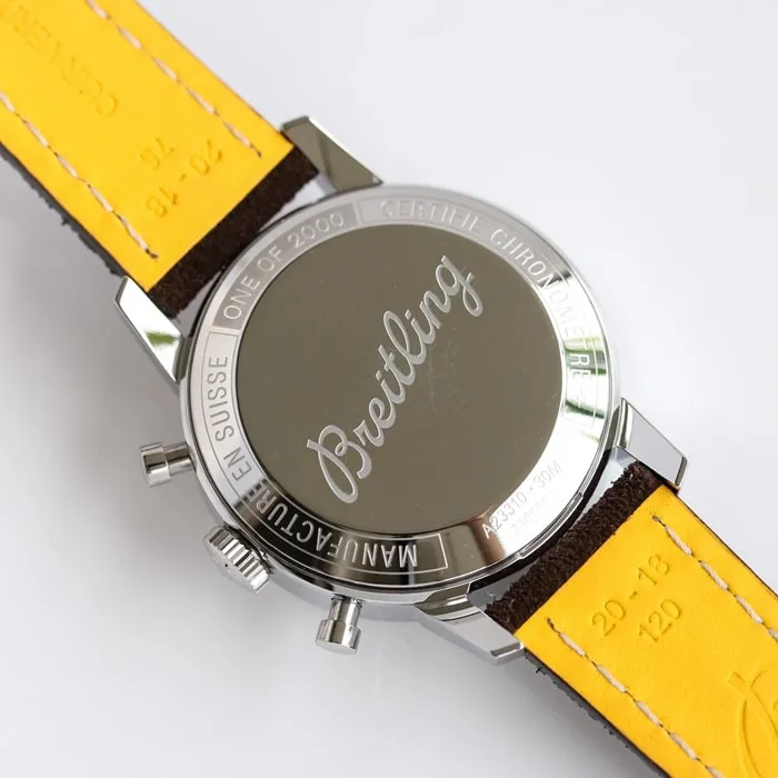 Top collectible watches Breitling Men's White Plate Top Time Series Belt Watch Front View