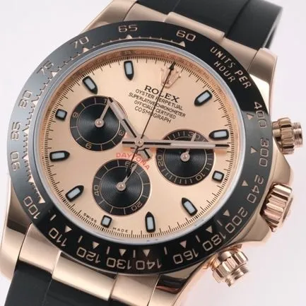 top-tier replicaRolex men's brown plate rubber strap popular model Cosmograph Daytona mechanical watch clasp picture
