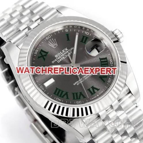 Watch JF Factory Log Rolex Gray Dial Roman Numeral 3235 Mechanical 41mm front live photo