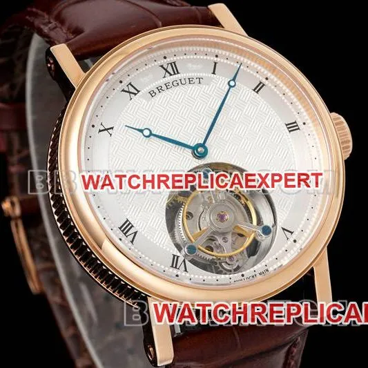 Breguet collectible watch RMS factory classic silver white dialtourbillonrose gold mechanical leather strap model front live photo