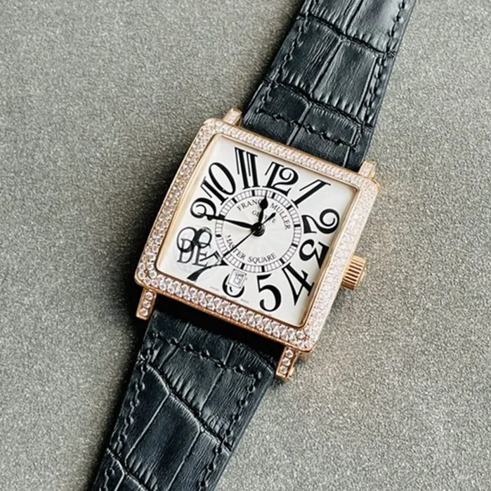 Top collectible watches Frankmuller Men's Gold Plate Full Star Series Belt Watch Front View