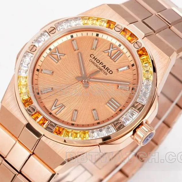 Chopard watch GH factory snow mountain proud wing 41mm rose gold plate sapphire crystal circle steel bracelet model front live photo