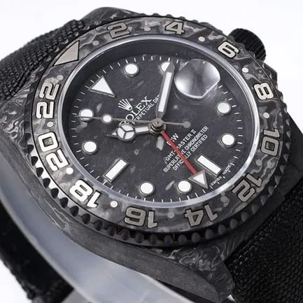 top-tierRolexreplica men's black dial nylon strap full automatic movement watch front view