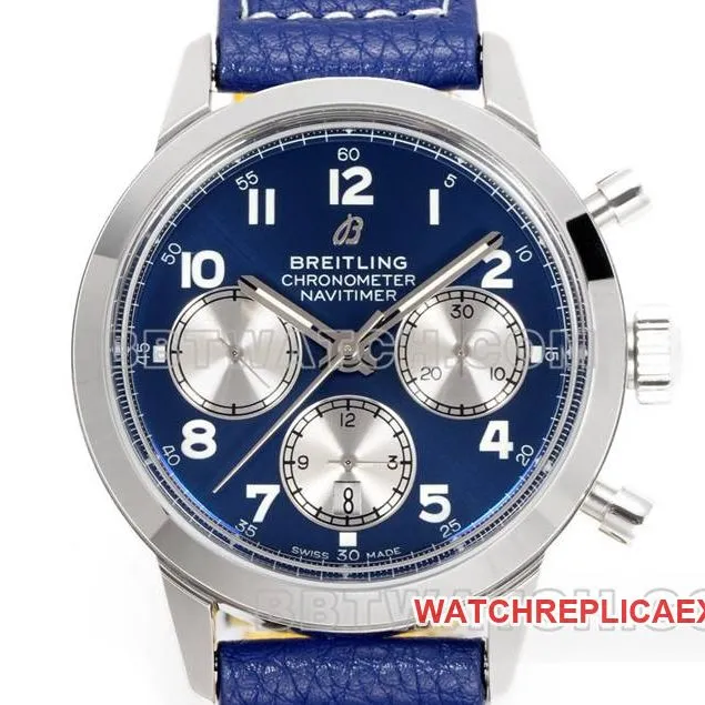 Breitling collectible watch BLS factory Yueyang blue dial41mmchronograph7750movementleather strap model front live photo