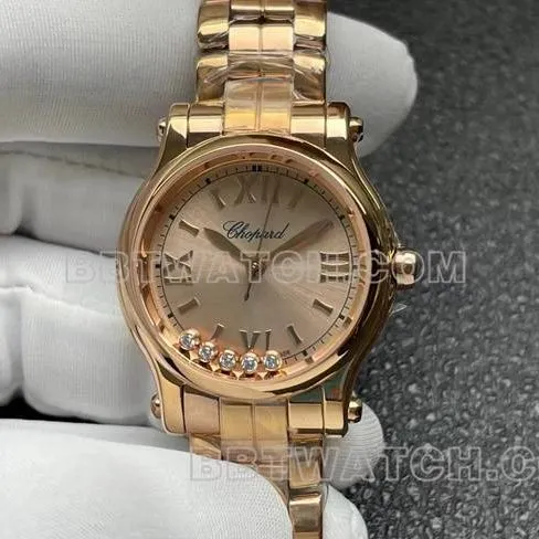 watch YF factory ChopardHAPPY SPORTrose gold plate 2892 mechanical front live photo