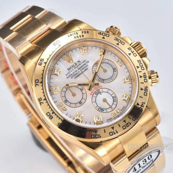 Factory C Rolex Daytona mother-of-pearl disk yellow goldsteel bracelet model m116508-0007side live photo