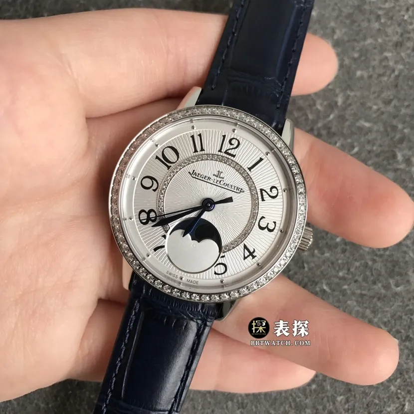 ZF FactoryJaeger-LeCoultre dating watch women's silver dialmoon phaseleather strap model pictures and prices clasplive photos