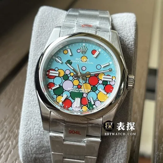 Rolex classic watch, krf Oyster Perpetual watch, front live photo