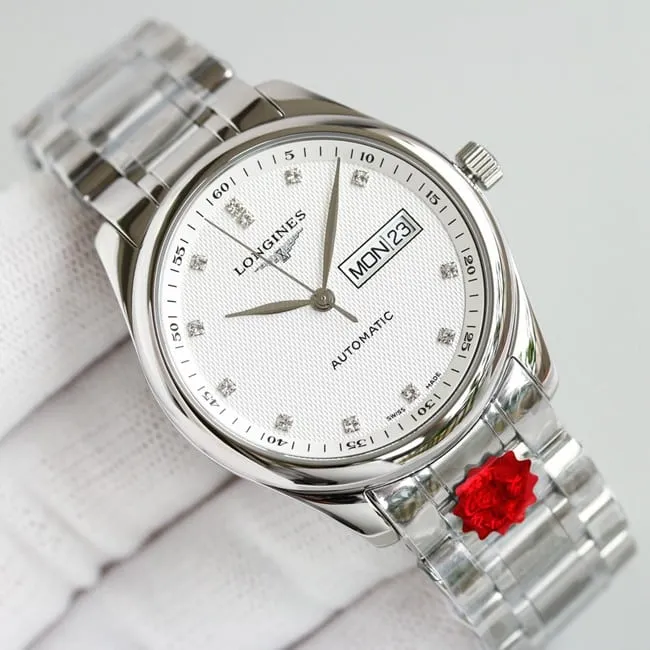 KL factory top-tier watch Longines famous craftsman double date displayl2.775white dial diamond watch clasp picture