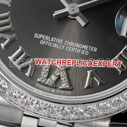 ARF FactoryRolex log 1:1super dark gray plate Roman numerals diamond bezel31mm five grid link 278289braceletlive photos