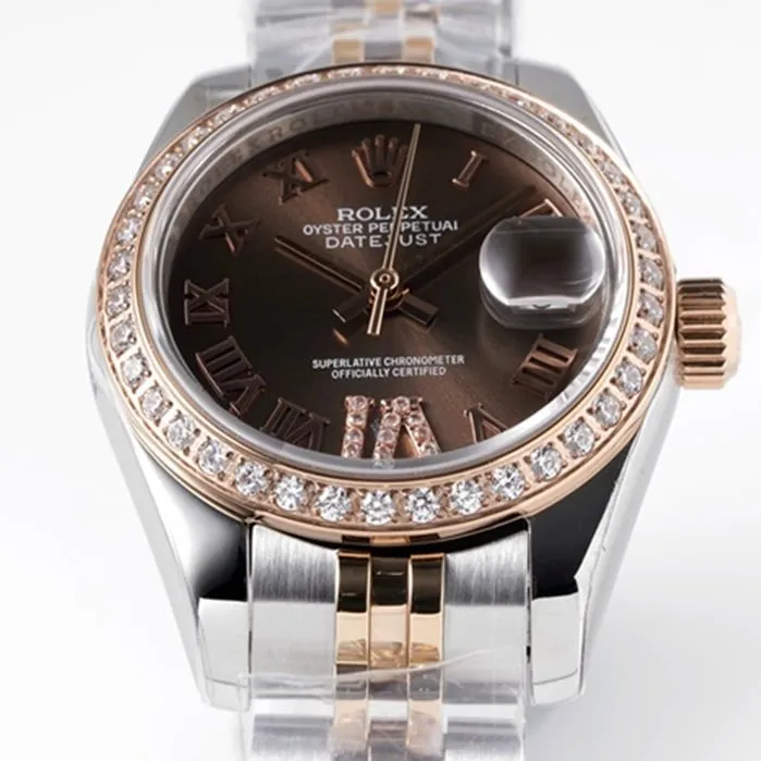 Top-tier watch Rolex women's brown dial Datejuststeel bracelet watch clasp picture