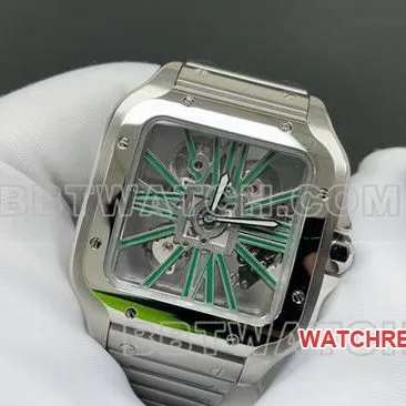 collectible watch CartierMLF factory Santos green hollow plate mechanical caseback live photo