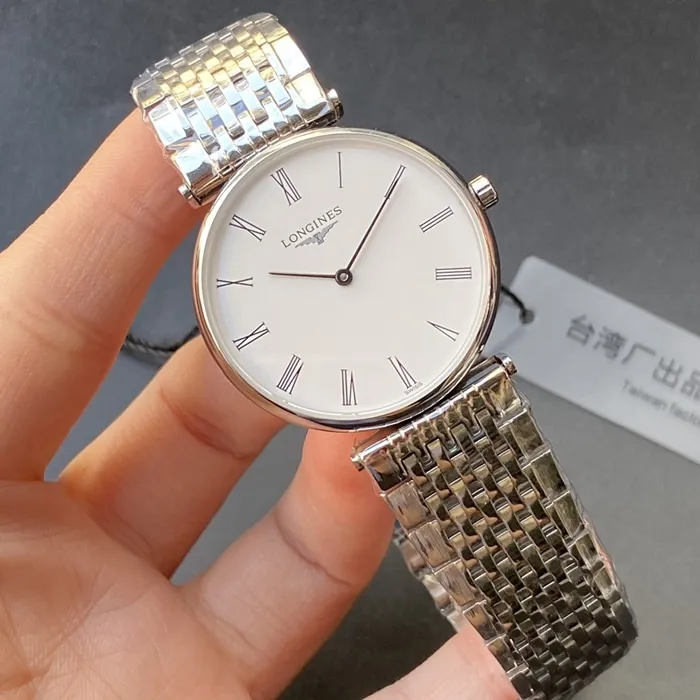 top-tier watch Longines couple watch white dialsteel bracelet Jialan series watch front view