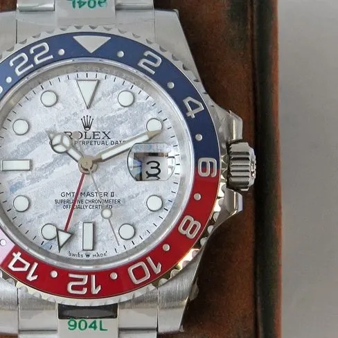 GS factory top Rolex imitation watches men's white disk steel belt mechanical GMT II GMT series watch buckle figure