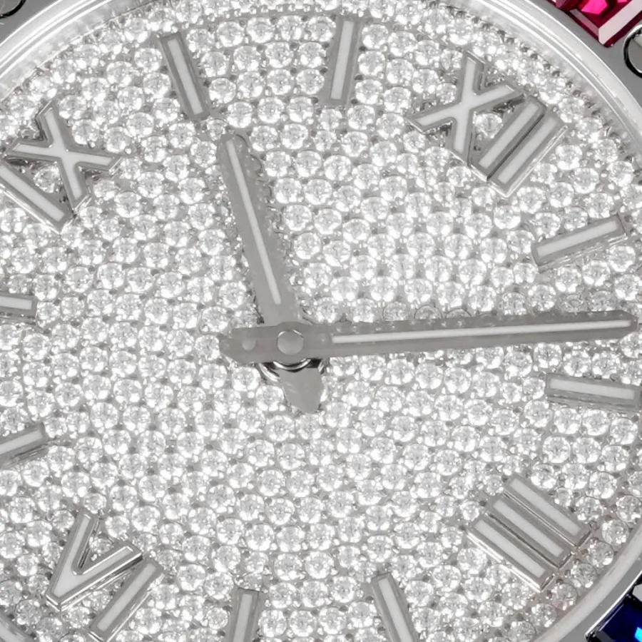 Chopardtop-tier watch GH factory Xueshan Aoyi 41mm diamond plate color sapphire crystal ring steel bracelet model side live photo