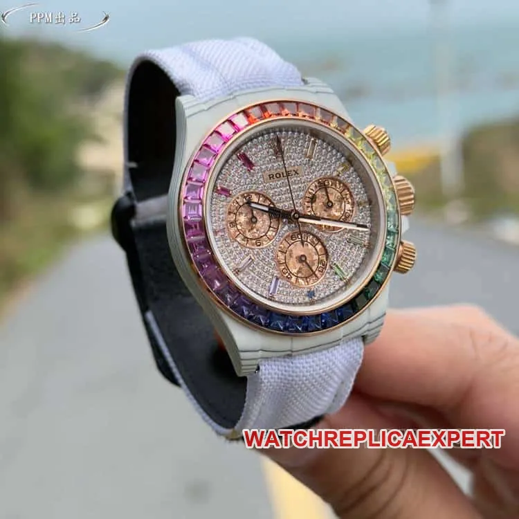 PPMRolexDaytona1:1super cloneRainbowDi116595front live photo