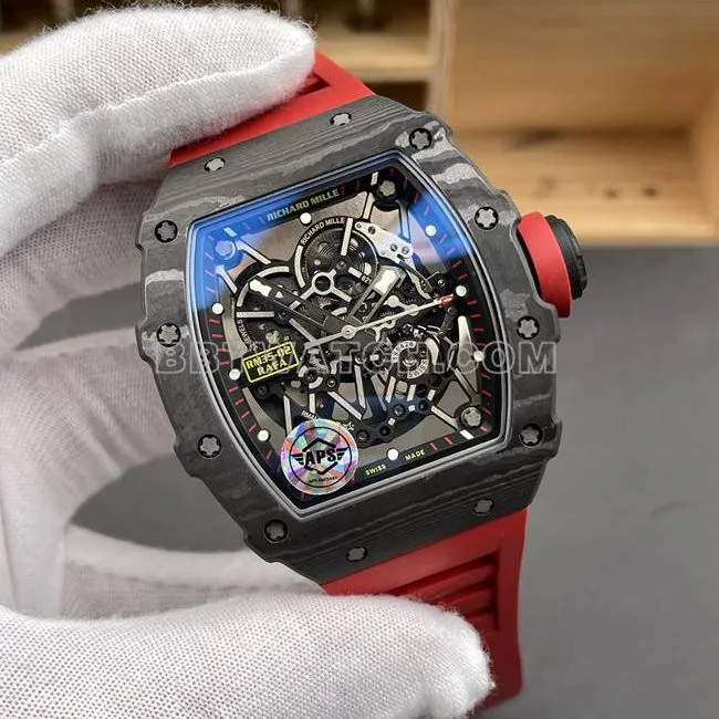 collectible watch APS factory Richard Mille carbon fiber red circle RM35-02front live photo