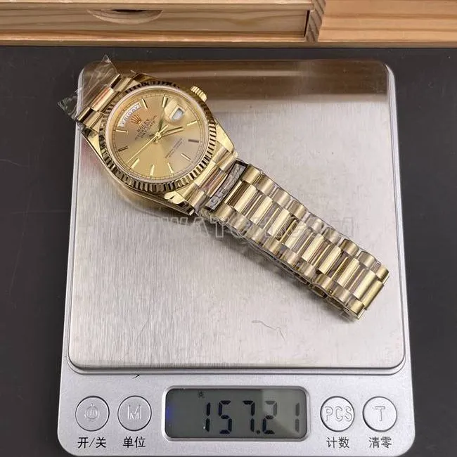 collectible watch QF factory Day-DateRolex gold plate yellow gold2836 mechanical 36mmfront live photo