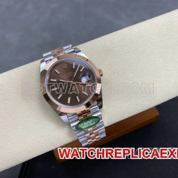 Rolex watch ARF Factory log 41mm aperture brown disc 3235 rose goldsteel bracelet front live photo