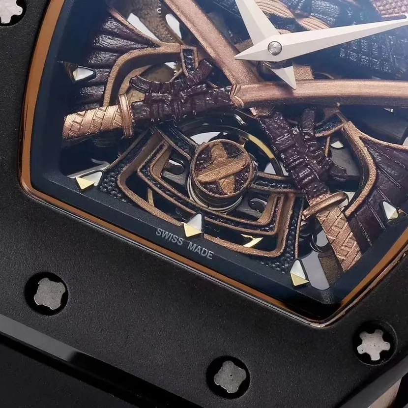 RM Factory Men's Richard Mille Watch Skeleton Dial Black Rubber Strap RM 47 Buckle Real Product Photos