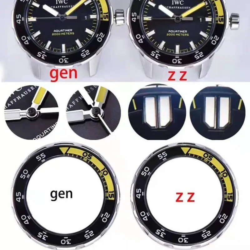 IWC Aquatimer IW356802 Super Lume Watch Real vs. Fake Review Dial Detail Pictures