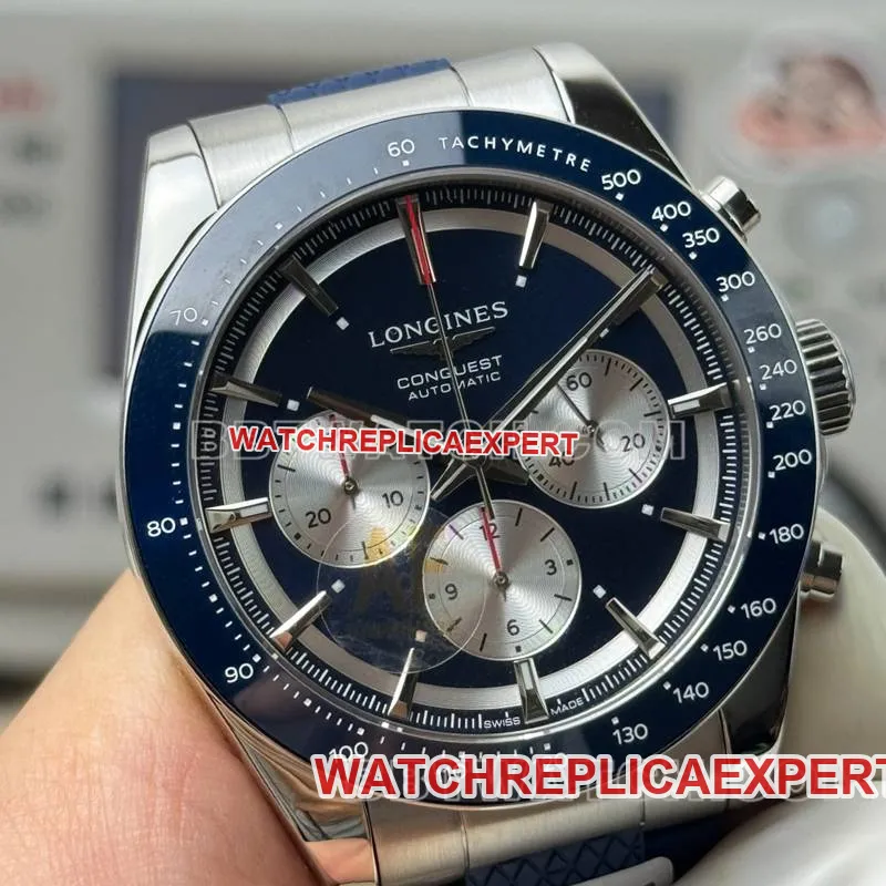 Longinestop-tier watch AF Factory Concas blue dial7750movement42mm rubber model front live photo