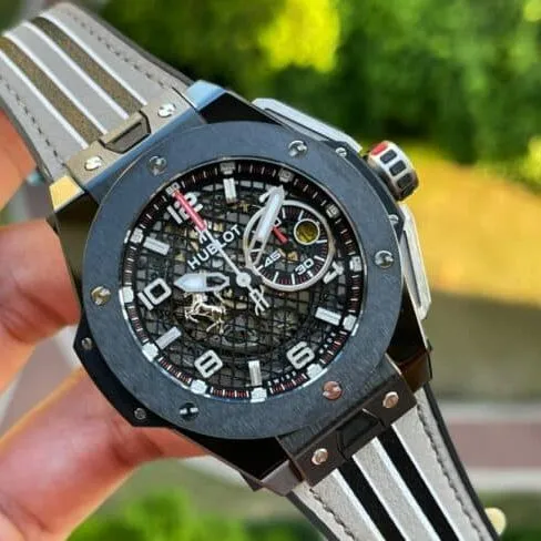 top-tiersuper cloneV6 factory full carbon shell Hublot big bang Ferrari titanium carbon fiber hollow three-dimensional date displaychronograph men's watch bracelet picture