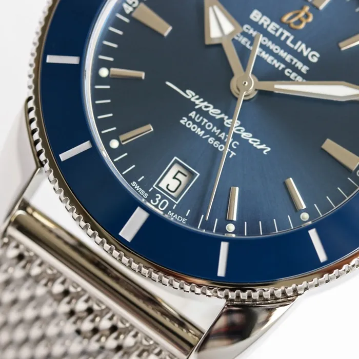 top-tier watch Breitling men's blue dial super ocean culture mechanical watch front view