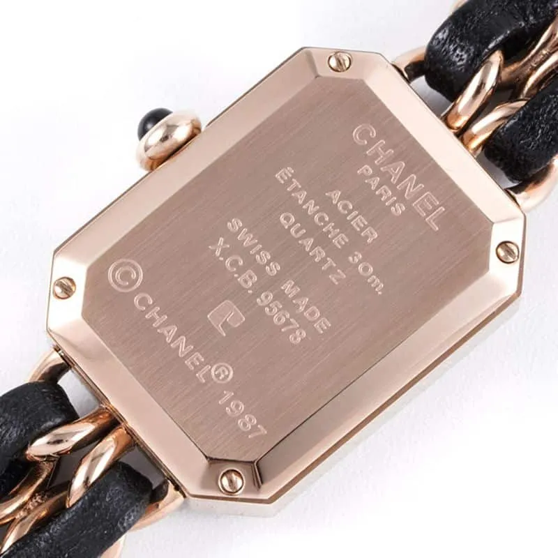 Chanelladies' watchreplicaPremiere series quartz watch rose goldblack dial front view
