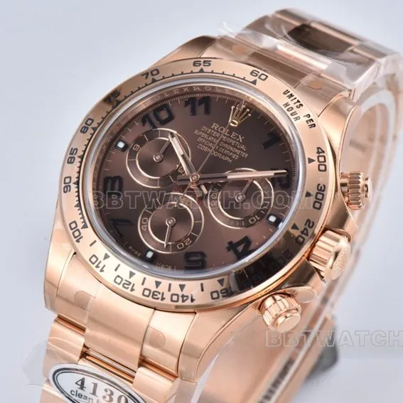 C Factory Rolex Daytonatop-tier replicarose gold chocolate disc steel bracelet model m116505-0011front live photo
